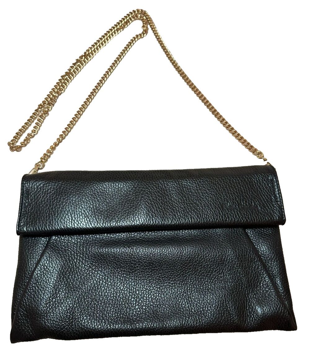 Pierre Cardin Leather Clutch Classic Black Envelope Purse Elegant Old Money